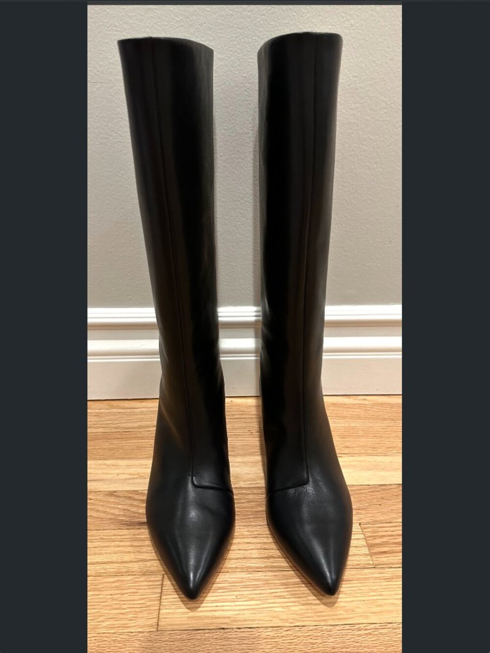 NewinBox Loeffler Randall Gloria Tall Black Leather Boots Black 9.5 Kitten Heel
